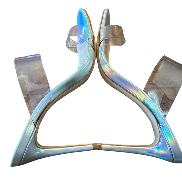 Schutz Ariella Clear Strappy Metallic Stiletto Heeled Sandals NEW Size 10 - Picture 9 of 11